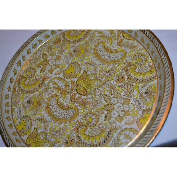 Vintage Metal Tray Gold Paisley English Style - Picture 5 of 5